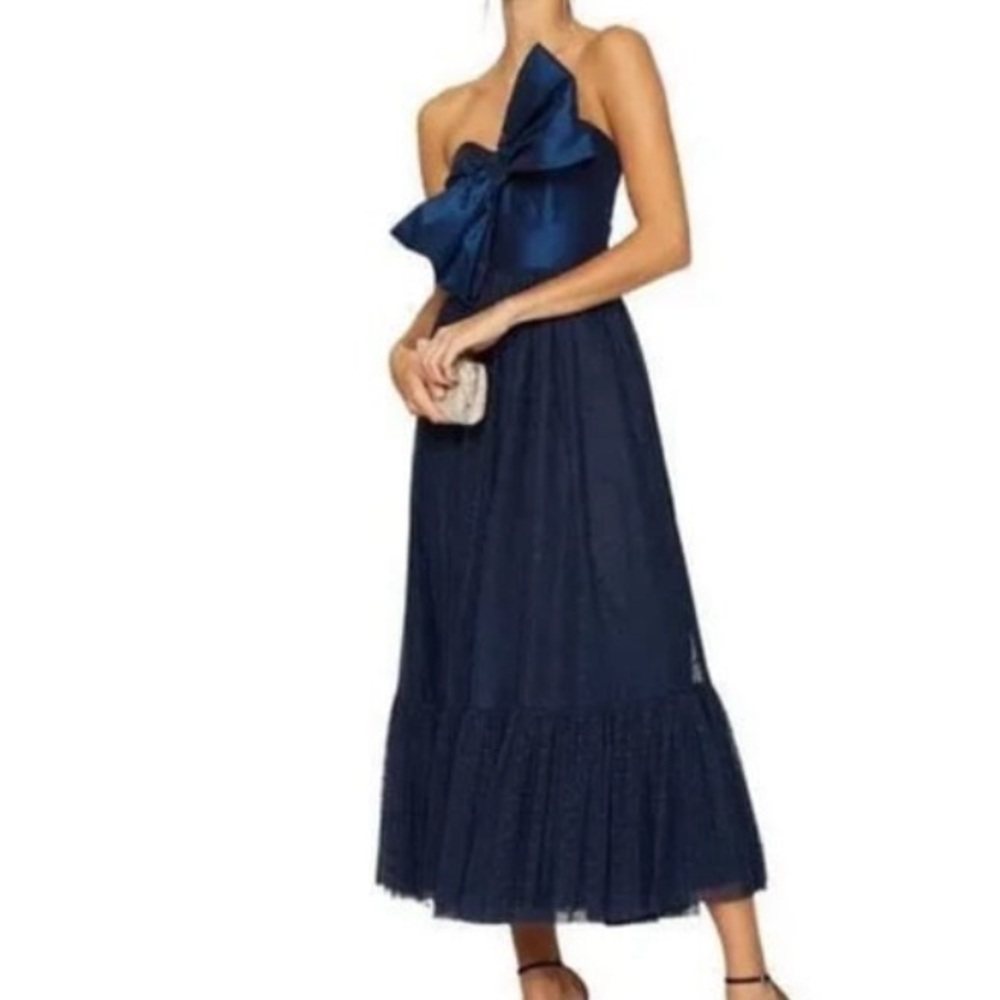 Anthropologie Hutch strapless Navy Dress with Bow